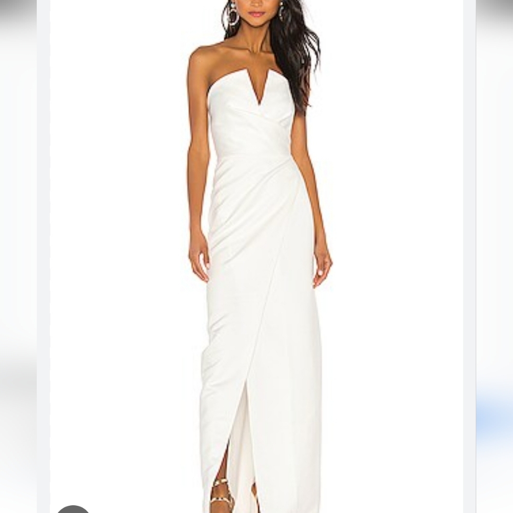 JAYGODFREY White Strapless V-Neck Maxi Dress